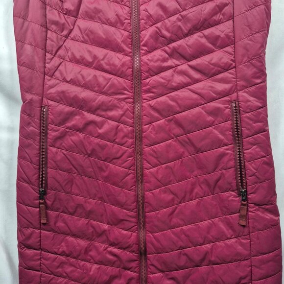 Skhoop Vest Womens M Red Long Puffer Double Full Zip Hooded Outdoor Debbie - Picture 9 of 10